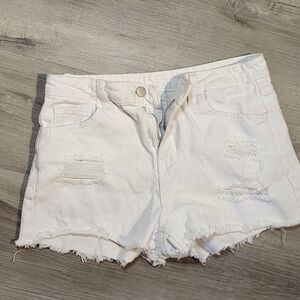 SHEIN White Denim Cut-Off Shorts